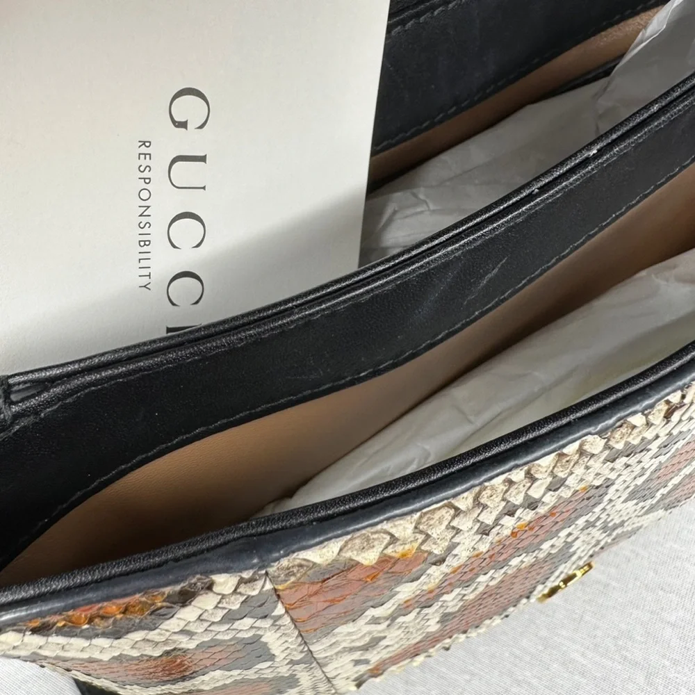 ๐๏ธ๐๏ธ GUCCI ARLI EMBELLISHED PYTHON SHOULDER BAG ๐ฅ๐ฅ RARE ๐ฅ๐ฅ - Picture 11 of 16